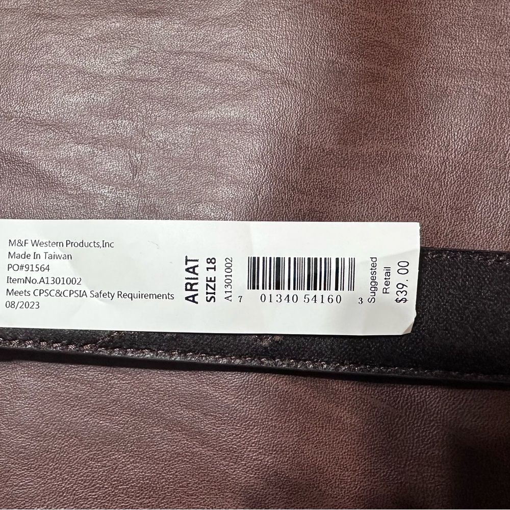 Ariat Brown and Tan Kids Leather Belt - Picture 5 of 9